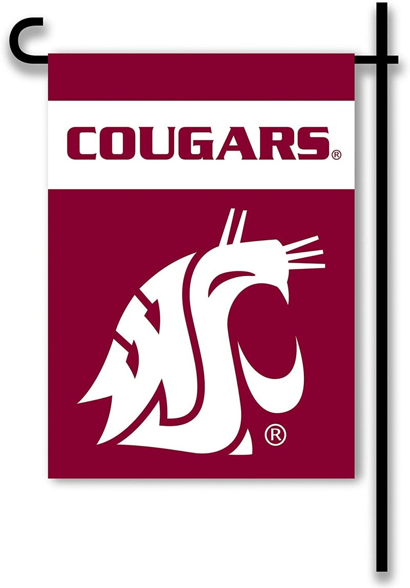 BSI PRODUCTS, INC. - Washington State Cougars 2-Sided Garden Flag & Plastic Pole with Suction Cups - WSU Football Pride - Durable for Indoor and Outdoor Use - Great Fan Gift Idea - Washington State - Image 1